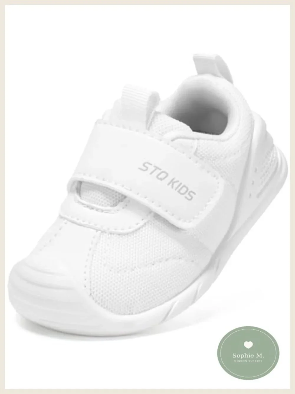 Baby First Walker Sneakers, Wide Toe Box, Non-Slip, Breathable Mesh, Hook &